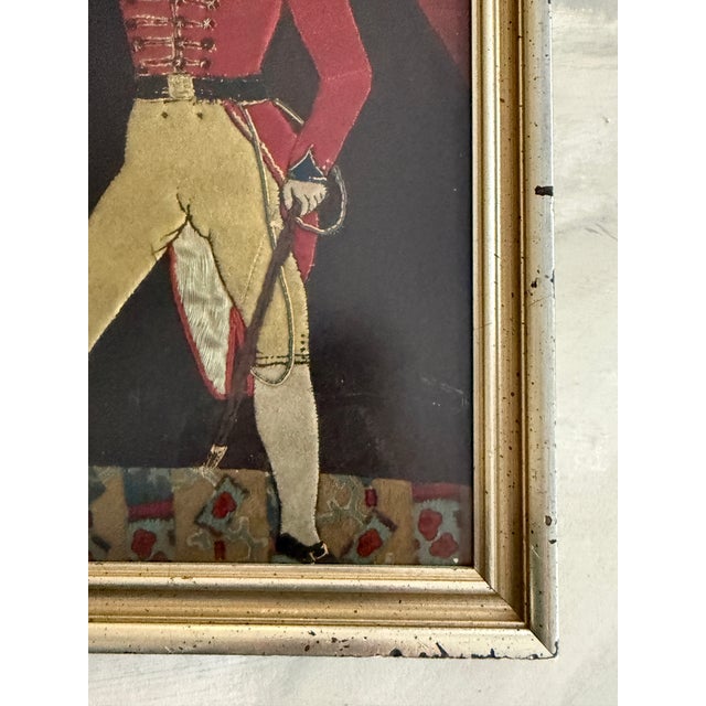 Vintage Napoleonic Hussar Soldier Textile Art Framed Wool Applique Military Wall Decor For Sale - Image 10 of 12