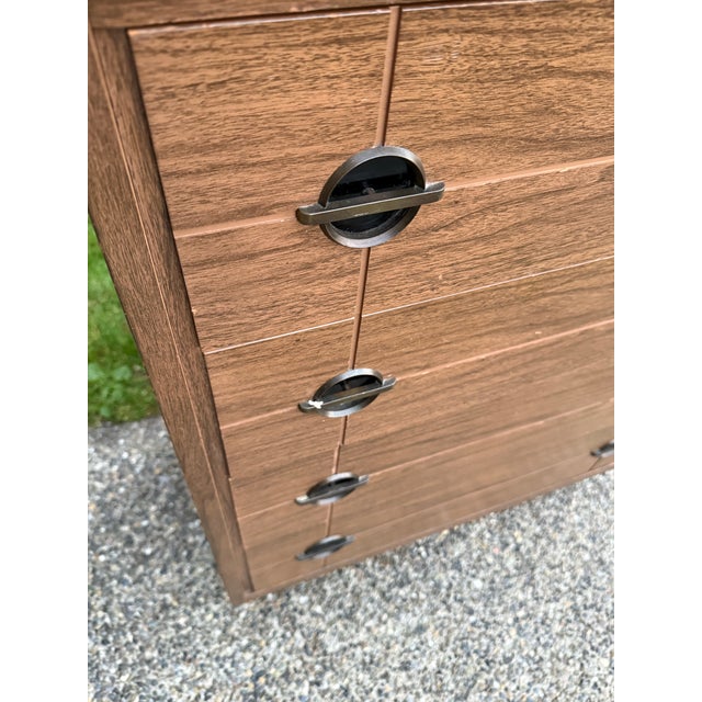 Likely 1960s Mid-Century Modern Possibly Walnut Highboy Dresser For Sale - Image 9 of 10