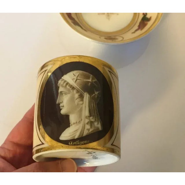 Antique Early 19th Century French Empire Porcelain La Courtille Tea Cup & Saucer - A Pair For Sale - Image 11 of 13