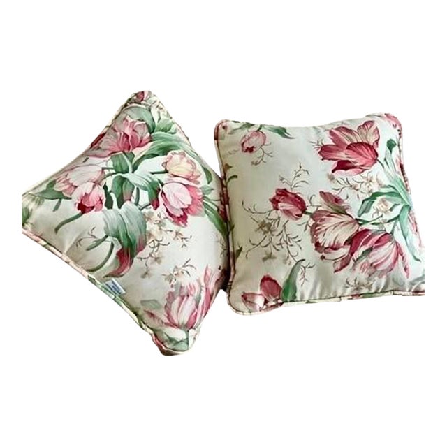 Waverly 100% Cotton Flowers Home Décor Pillows - Pair For Sale