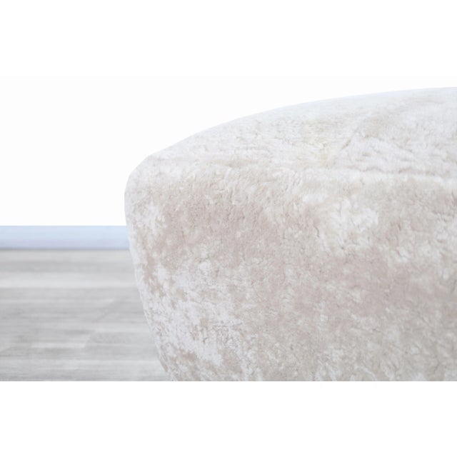 Beige Vintage Oversized Shearling Ottomans / Stools by Marge Carson, 1980s For Sale - Image 8 of 10