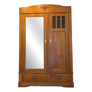 Art Nouveau Mirrored Wardrobe, 1890s For Sale