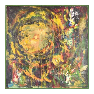 Vintage Abstract Oil Painting and Magazine Clipping Mixed Media Collage