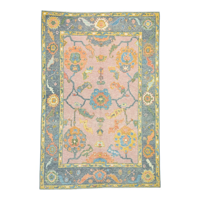 Turkish Oushak Rug 4'10" x 7'2" #19053 For Sale