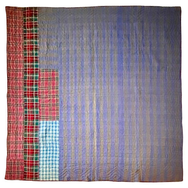 Antique American Lancester County Log Cabin Barn Raising Quilt with Boro Backing For Sale - Image 12 of 17