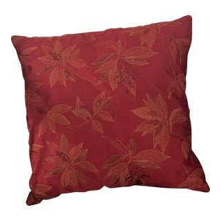 Vintage Vine Red Brocade Feather Down Pillow For Sale
