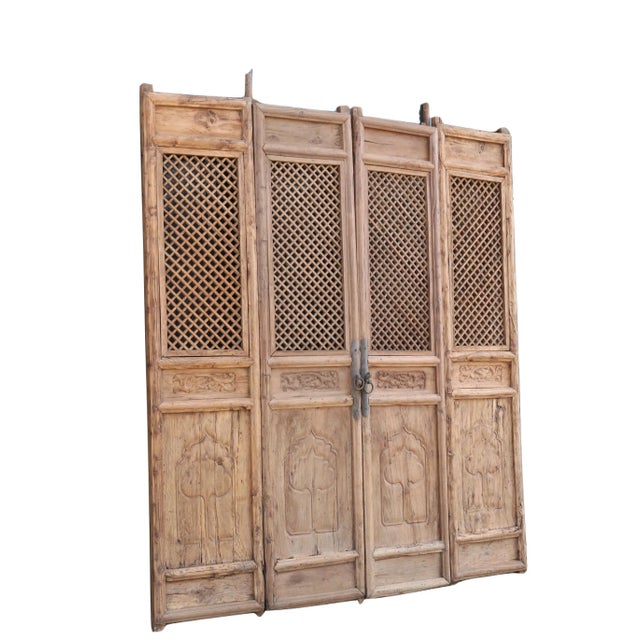 The restoration to this set of 4 antique Chinese panel screens is intentionally kept to minimum. A set of 4 panel screens...