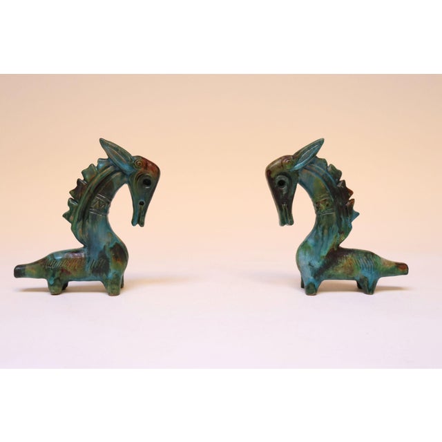 Scarcely seen ceramic horses from the "Sea Garden" line designed by Alvino Bagni for Raymor (ca. 1960, Italy). Attractive...