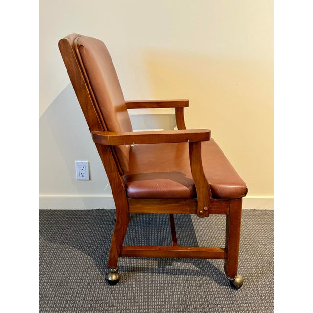 Vintage Fairfield Chair Company Phillips Leather Arm Chair on Casters For Sale In Salt Lake City - Image 6 of 12
