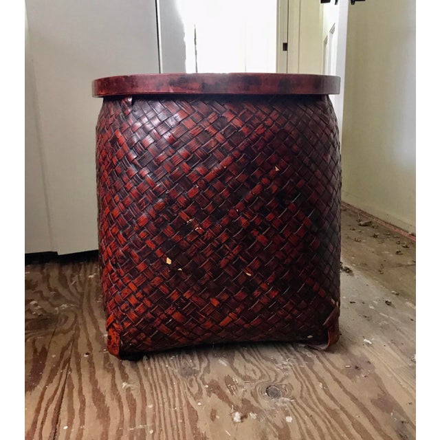 Early 20th Century Large Japanese Rice Container With a Black Lid