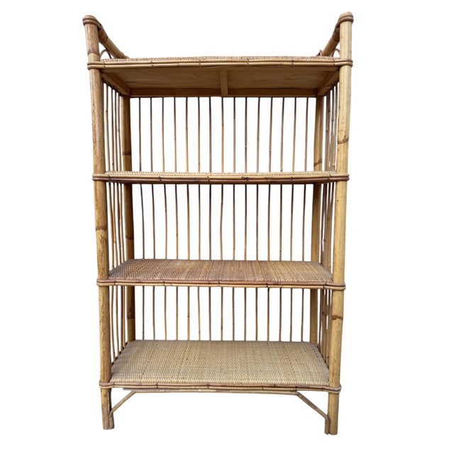 Wood Vintage Wicker Shelf, 1960s For Sale - Image 7 of 11