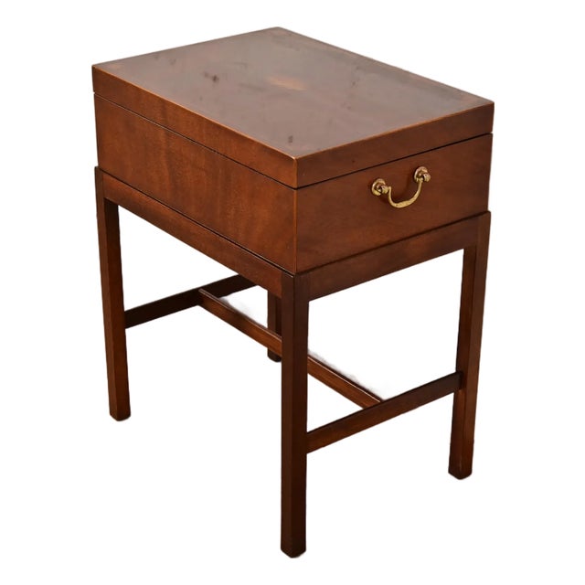Baker Furniture Georgian Inlaid Mahogany Chest on Stand Side Table For Sale
