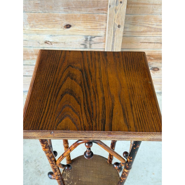 Brown Antique Victorian Tortoiseshell Bamboo Pedestal Side Table, Circa 1900 For Sale - Image 8 of 12