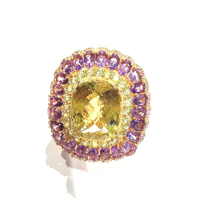 Not Yet Made - Made To Order Bochic “Orient” Lemon Quartz & Multi Gem Cocktail Ring Set In 18K Gold & Silver, Size 7 For Sale - Image 5 of 8