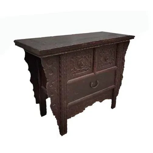 Early 20th Century Reddish Brown Antique Chinese Table with Three Drawers For Sale - Image 4 of 10