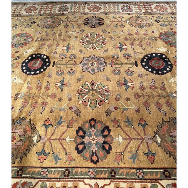 Camel Color Fine Hand Knotted Sultananad Rug 9'11'' X 13'5'' For Sale In Washington DC - Image 6 of 10