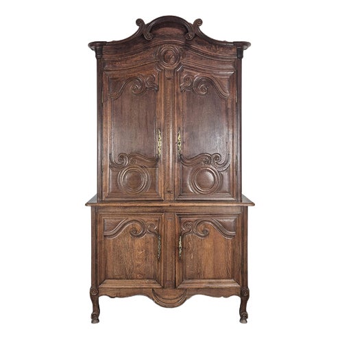 Louis XV Style Cabinet in Carved Oak For Sale