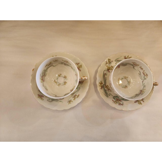 French Country Early 20th Century 2 Haviland Limoges Teacups and Saucers For Sale - Image 3 of 3