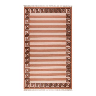 Part & Parcel Goods Wool Stripe Rug, 10' x 14', Bisque, Topaz and Chocolate For Sale