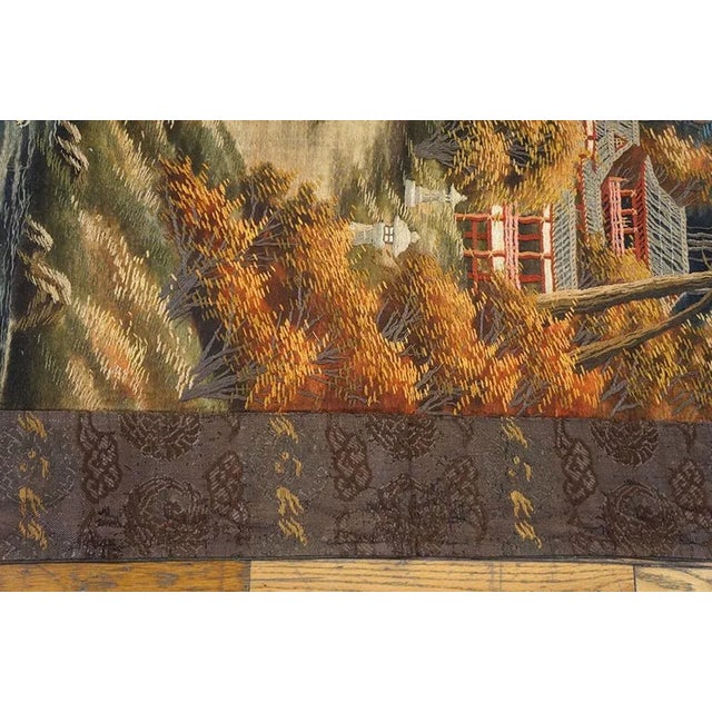 Textile 1920s Artistic Antique Scenic Pictorial Antique Chinese Textile Art Tapestry For Sale - Image 7 of 9