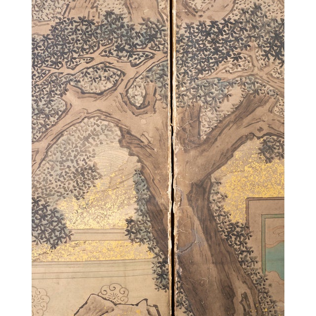 19th C. Japanese Edo Six Panel Screen Chinese Official's Gathering For Sale - Image 14 of 18