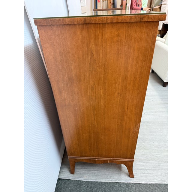 Wood Vintage Johnson Furniture Co. Walnut Burlwood Four Drawer Dresser For Sale - Image 7 of 12