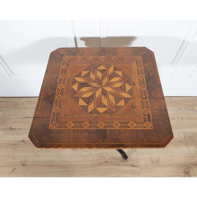 19th Century 19th Century Small Italian Marquetry Table in Walnut, Rosewood, and Maple For Sale - Image 5 of 12