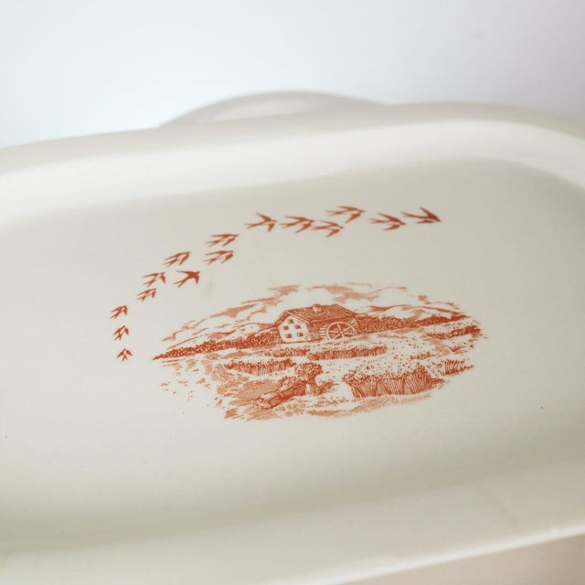 White Mill Ceramic Oval Plates, Set of 6 For Sale - Image 9 of 10