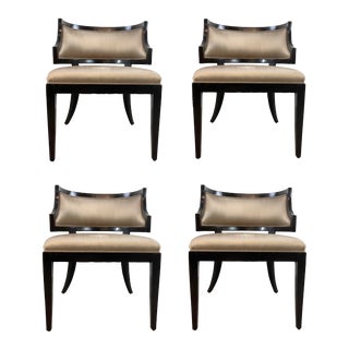 High End Taupe Silk Dining Chairs Set of 4 as Is For Sale