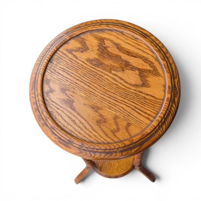 Vintage Solid Oak Barley-Twist Plant Stand For Sale - Image 13 of 16