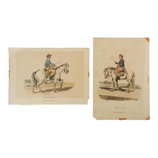 Antique 1814 Book Plates Chinese Horsemen - a Pair For Sale