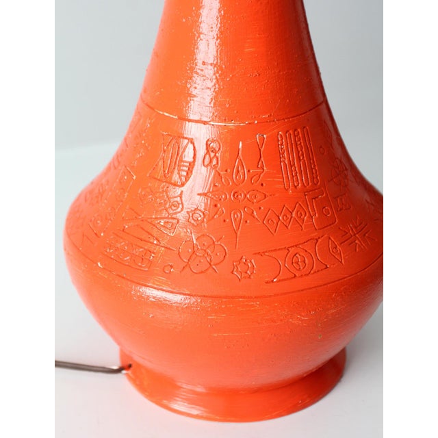 Mid 20th Century Mid-Century Modern Orange Ceramic Table Lamp For Sale - Image 11 of 16