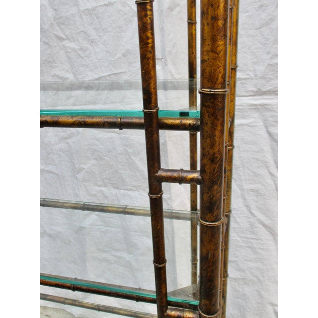 Chinese Chippendale Pagoda Style Iron Faux Bamboo Etagere For Sale - Image 10 of 18