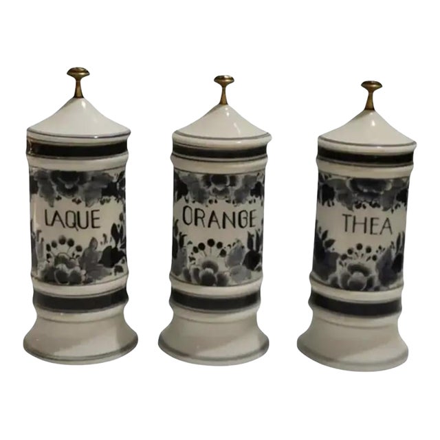 Maitland-Smith Porcelain Apothecary Jars ~ Set of 3 ~ Circa 1980 For Sale