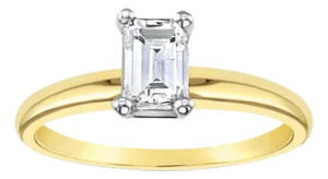 Emerald Cut Diamond Solitaire Engagement Ring, Size 5