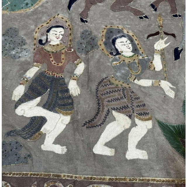 Antique Burmese Kalaga Tapestry For Sale - Image 4 of 11