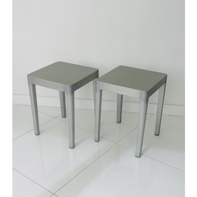 Philippe Starck for Emeco Hand-Brushed Aluminum Occasional Tables | Set of 2 Designer: Philippe Starck Manufacturer: Emeco...