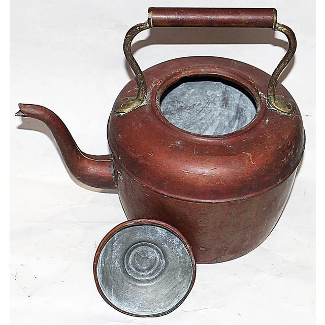 Rustic Vintage Antique Copper Tea Kettle For Sale - Image 3 of 7