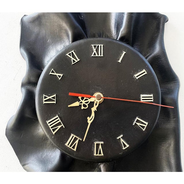 Large Handmade Leather Wall Clock, 1980s For Sale - Image 11 of 13