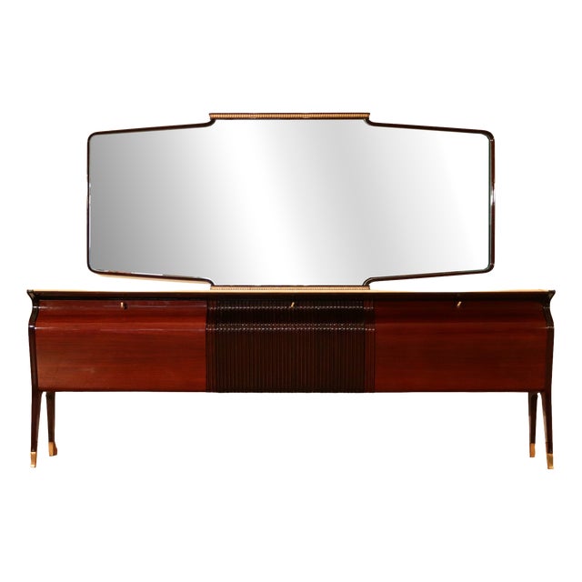 Mid-Century Credenza in Mahogany, Rosewood and Onyx by Osvaldo Borsani, Italy, 1950s For Sale