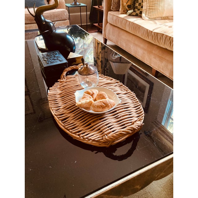 Camel French Country Style Wicker Serving Tray For Sale - Image 8 of 8