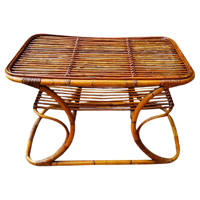 Mid-Century Italian Bamboo Coffee Table, 1950s For Sale