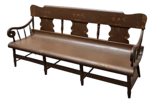 Finely Decorated and Painted 19th Century Settle Bench From Pennsylvania