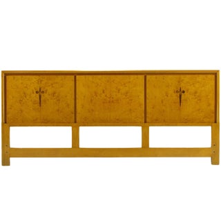 Swedish Karelian Birch Pierced Front King Headboard For Sale