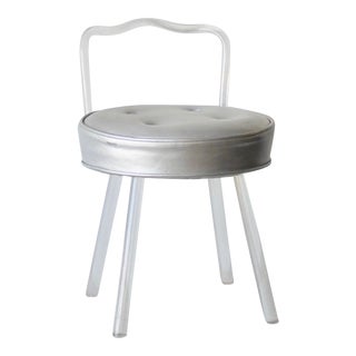 1940s Hollywood Lucite Swivel Vanity Stool For Sale