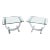 Pair of Chrome & Brass U Shape Bases Glass Top End Side Occasional Tables For Sale