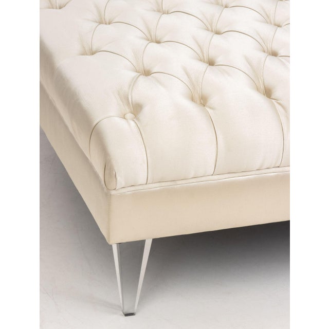 Fendi Fendi Tufted White Silk Upholstered Bench For Sale - Image 4 of 7