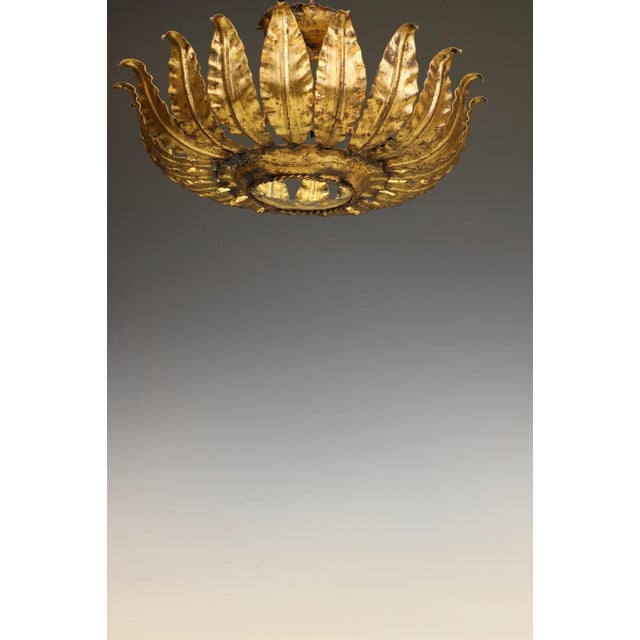 Mid-Century Spanish Sunburst Ceiling Light in Gilt Iron, c.1950s by Unknown for Unknown For Sale - Image 16 of 17