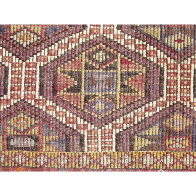 1960s Vintage Embroidered Kilim Rug -60"x97" For Sale - Image 9 of 13