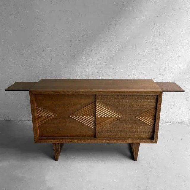 1950s 1950s Mid Century Chevron Front Oak Sideboard For Sale - Image 5 of 12
